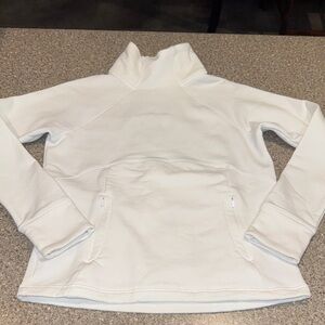 Women’s White Funnel Neck Pullover Sweatshirt